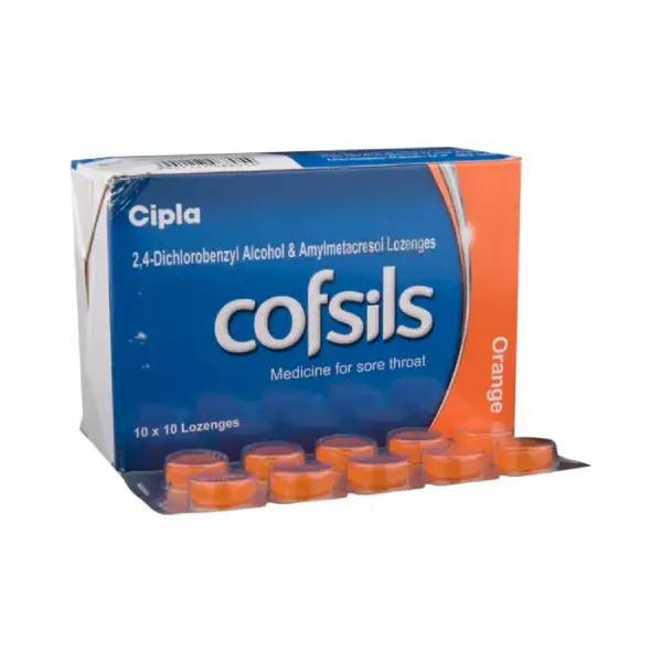 Cofsils Lozenges for Quick Relief from Sore Throat | Flavour Orange